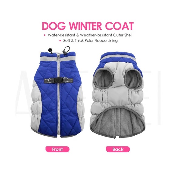 Other - Blue Quilted Dog Winter Coat small